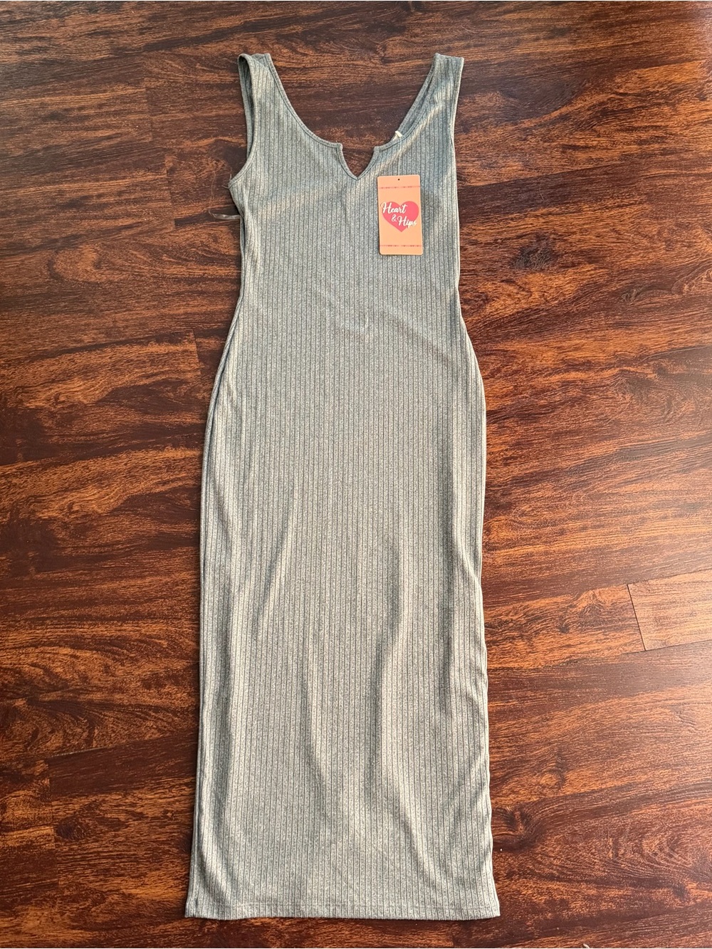 Heart & Hips Gray Ribbed Midi Maxi Dress Medium NWT